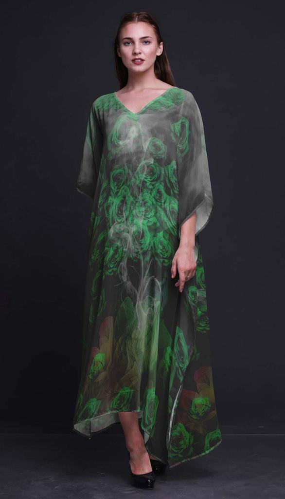 Phagun Женский кафтан Роза и Череп, Праздничная одежда для отдыха, Макси-платье, Пляжный