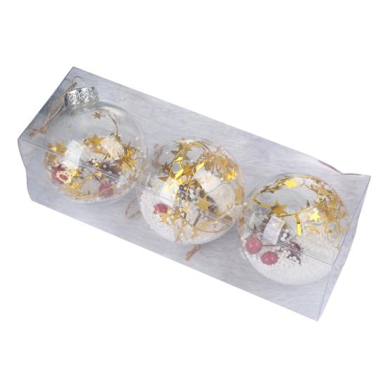 3 шт. Рождественский шар с прозрачными блестками, украшения с тесьмой, подвесное украшение для рождественской елки
