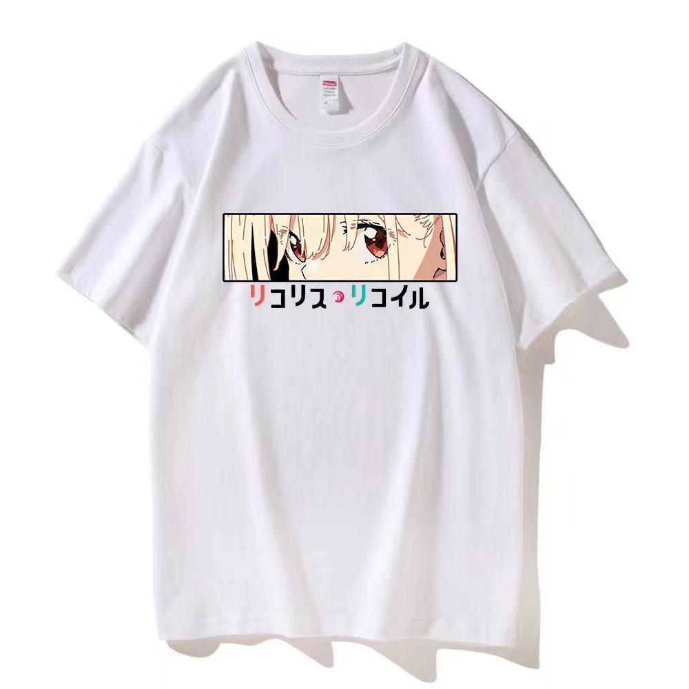 Горячая аниме Lycoris Recoil Chisato Nishikigi Eyes Print Футболка унисекс WoUnisex Повседневные уютные футболки свободного покроя Harajuku Streetwear