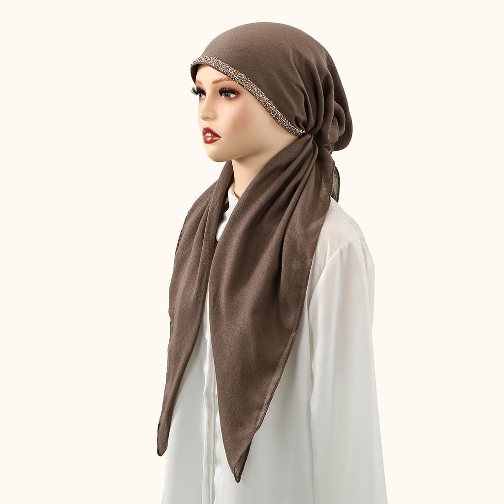 Ramadan Muslim Hijab Shawls Modal Scarf For Muslim Woman Hijabs Wrap Lady Casual Headband Ethnic Headscarf with Diamond