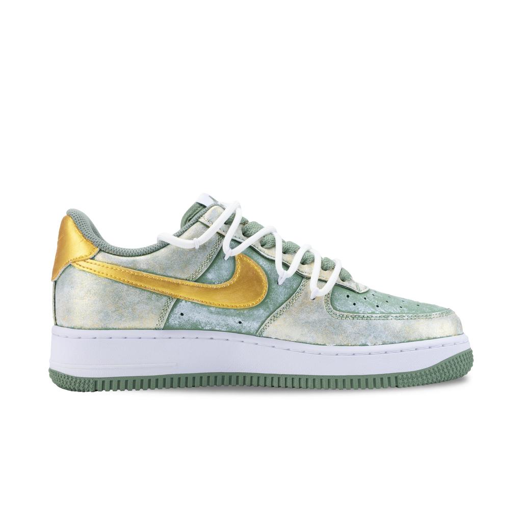 Nike Air Force 1 Moss Vein Godmark Abrasion Resistant Low top Skateboard Shoes Unisex Golden Cyan FJ4146-301(Team836-)