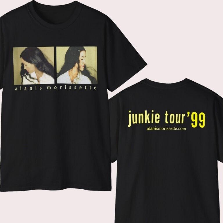 Ретро футболка Alanis Morissette Junkie Tour 1999 года, двусторонняя, унисекс