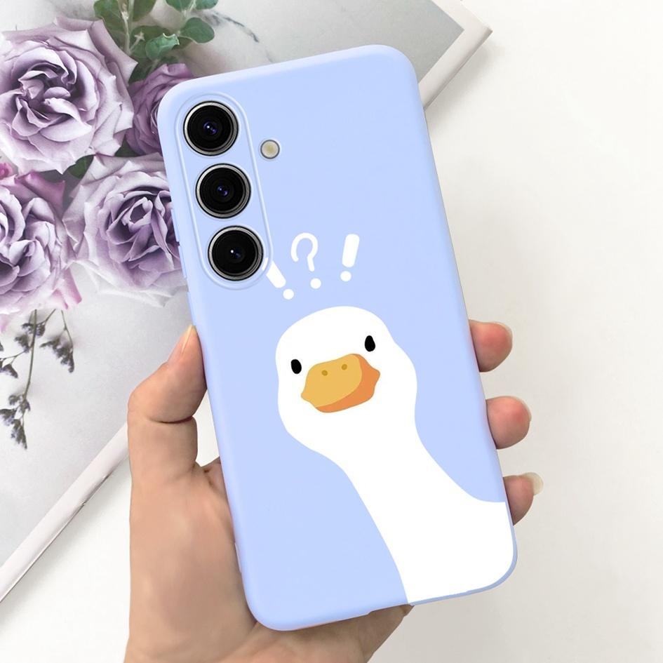 Чехол для Samsung Galaxy S24 Plus Милый Желтый Утенок Астронавт Матовый Силиконовый Мягкий Чехол для Samsung S 24 S24 Ultra S24+ 5G Funda
