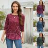 2024 Spring And Autumn New Fashion Round Neck Three-quarter Sleeve Digital Printed T-Shirt For Women