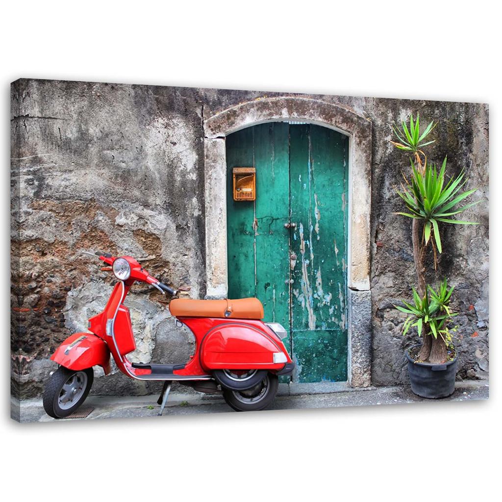 Canvas print, Red scooter Tuscany