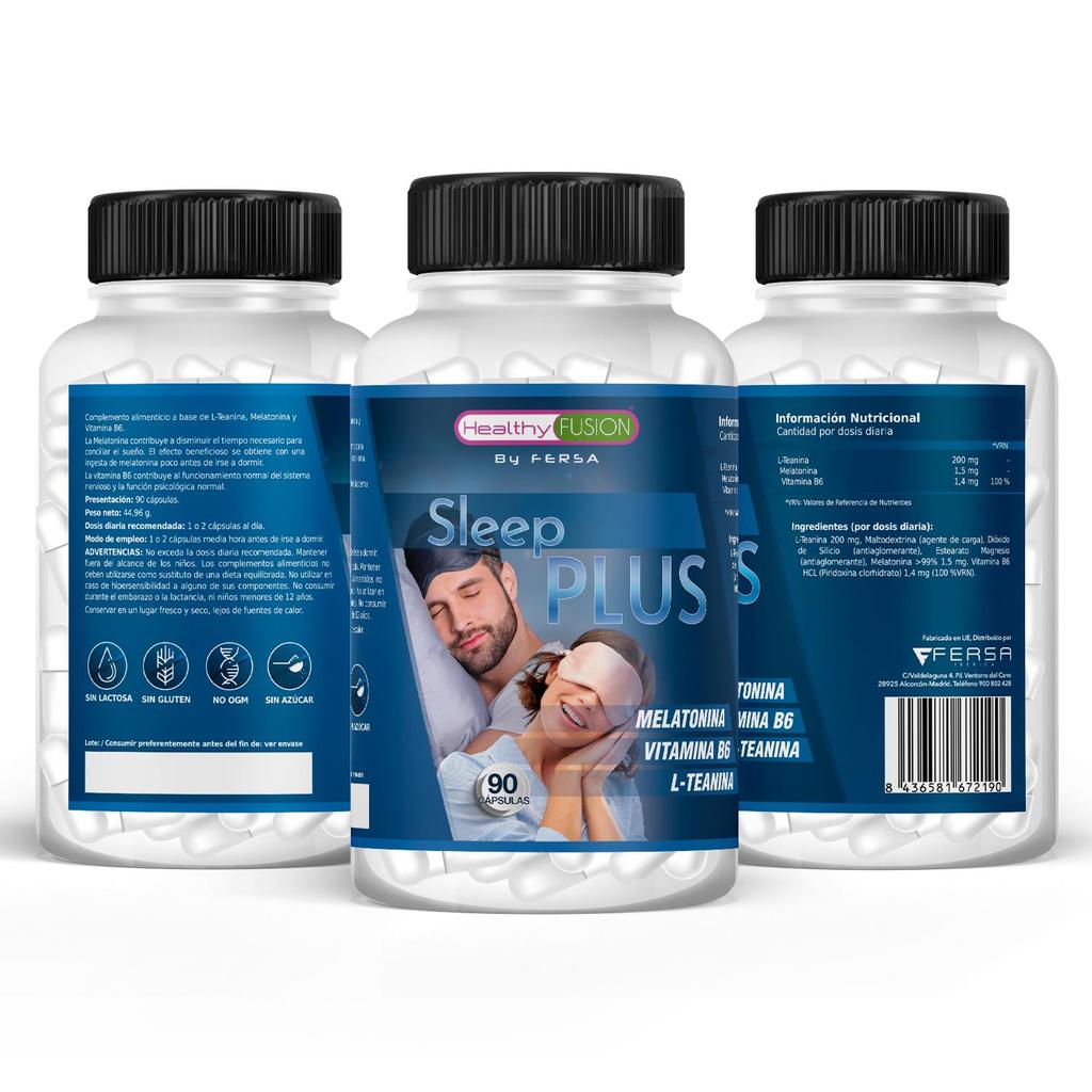 Здоровый Фьюжн Мелатонин 1,5 мг | L-теанин и витамин B6 | Устраняет бессонницу и нарушения сна | 90 капсул.