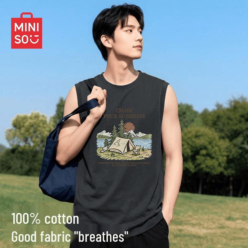 MINISO Мужская майка из чистого хлопка без рукавов