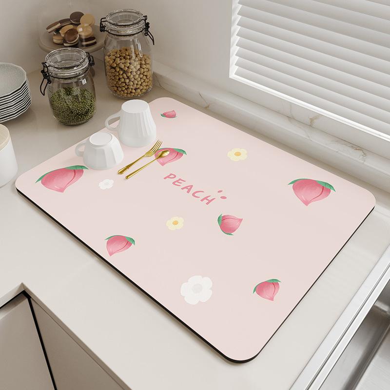 Натуральный свежий стиль Диатомитовая сушильная подставка Супервпитывающая подкладка на столешницу для кухонной раковины Сушка посуды Кофемашина Простой декор