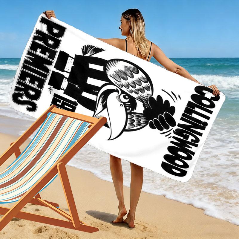 Collingwood Magpies Print Beach Towel, Large Soft Quick Dry Towel for Beach Camping Swimming