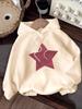 Retro Five Pointed Star Pattern Print 2025 Autumn Winter Women's Hoodie Round Neck Long Sleeved Casual Women's Clothing