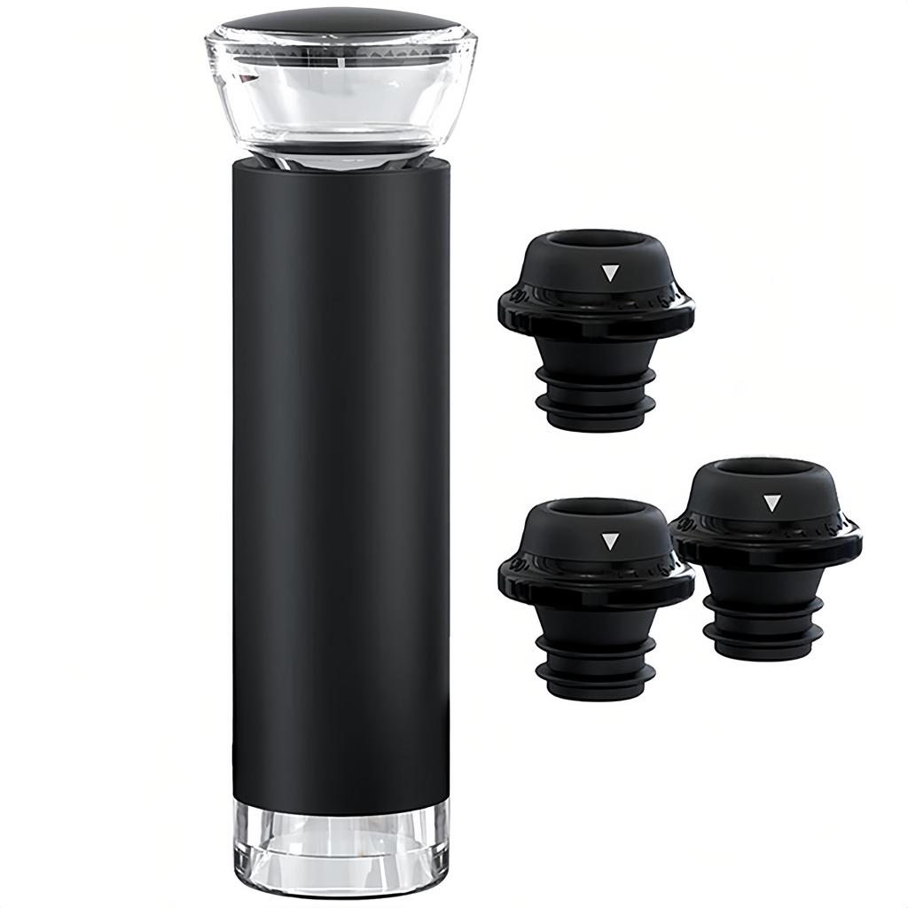 Вакуумный насос для вина с пробкой для бутылок, силиконовая пробка для вакуумного уплотнения, вакуумный упаковщик Wine Saver Preserver, черный