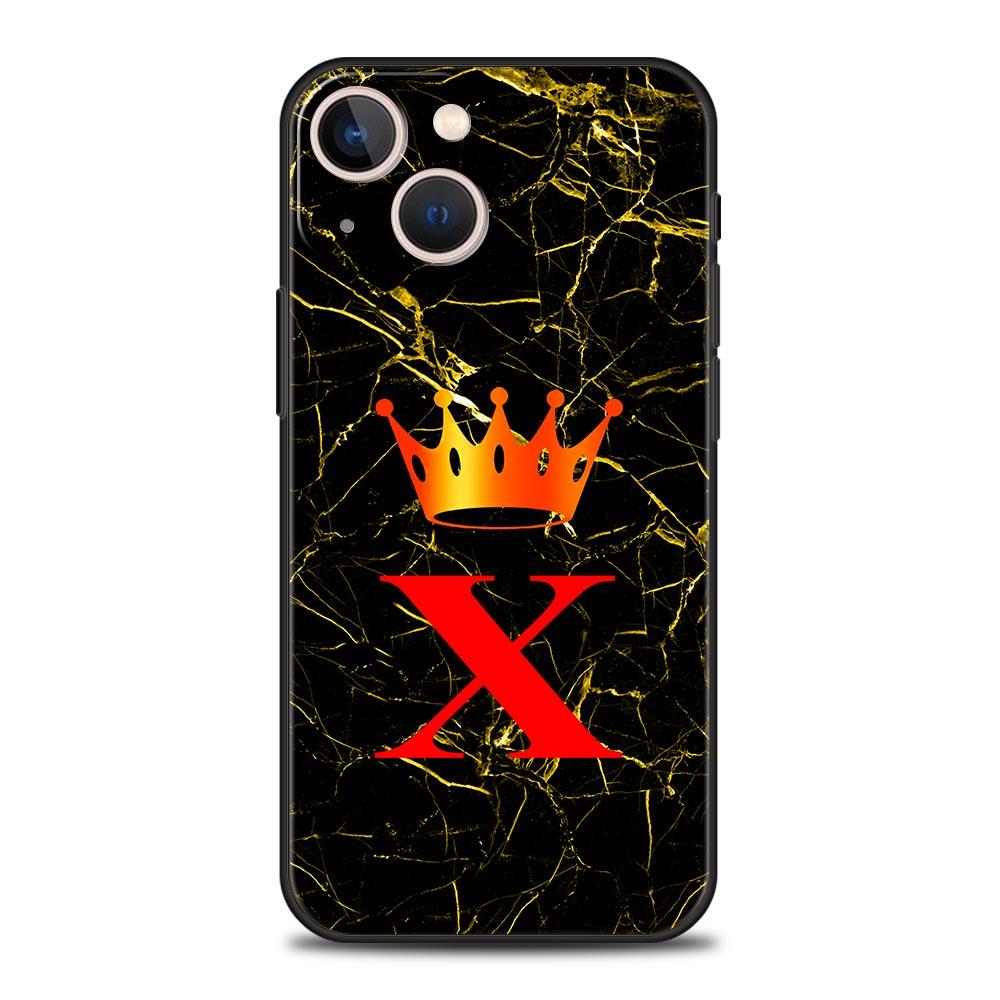 Мраморный чехол для телефона с буквой для iPhone 17 16 15 Pro Max 11 12 13 14 7 8 Plus SE 2020 X XR XS, мягкий черный