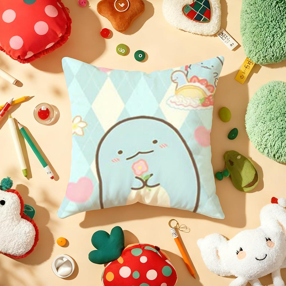 Cushion Cover Plush Fabric Soft Double-Sided Printed Sofa Warm Winter Home Gift Pillow Cover Cute S-Sumikko G-Gurashi