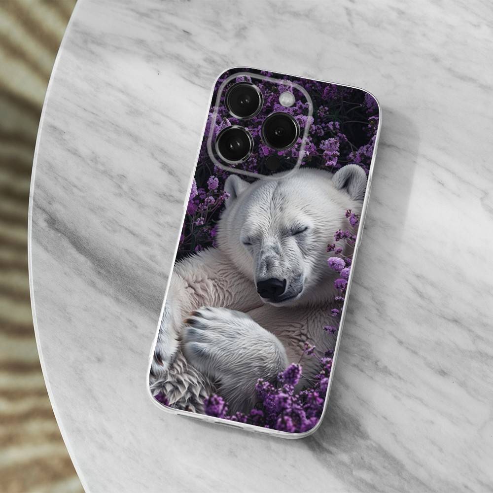 Cool Animal Polar Bear For iPhone 16,13,12,11,17,14,15,Pro,Max,Plus,X,XS,XR,SE,Mini Transparent Soft silicone Case