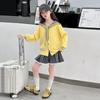 Girls' Korean Style Spring Chic Cardigan & Skirt Set 2025