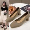 Spring New Korean Style Square Toe Low-Cut Professional Lady Fashion High Heels