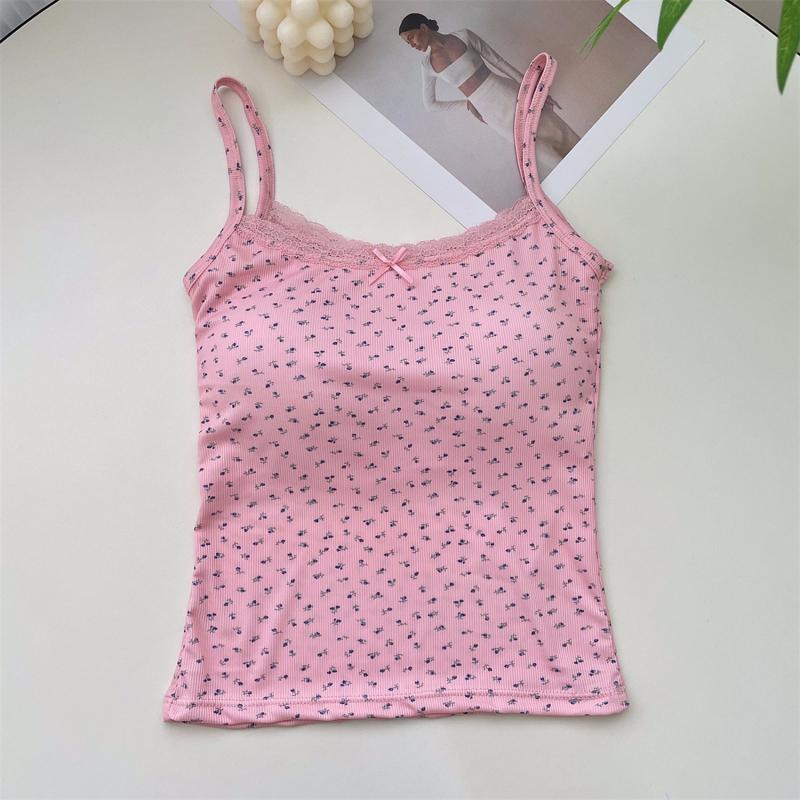 Women Fashion Summer Spaghetti Strap Tank Tops Sexy Boho Bow Front Sleeveless Camisole Shirt