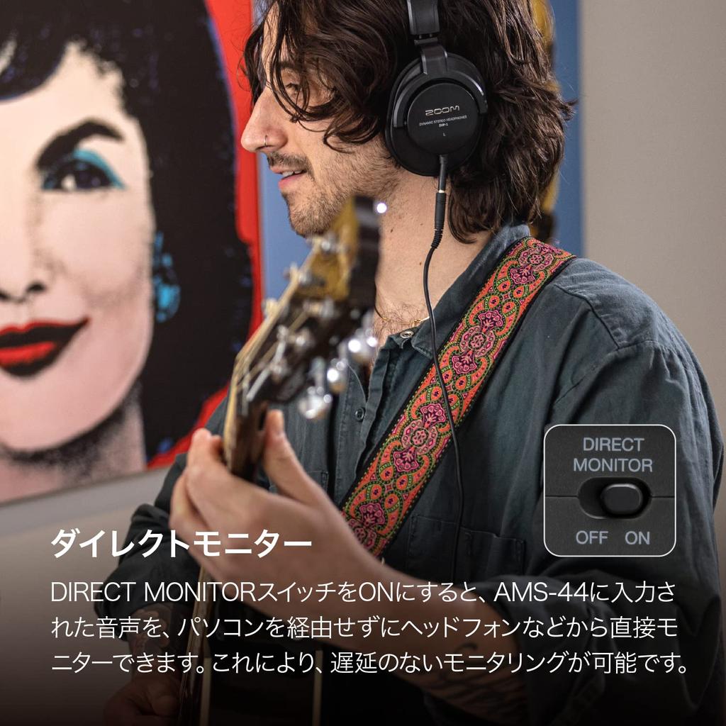 Zoom Audio Interface Black Compatible with Palm Size Audio Can Be Mixed In Stereo and Distributed AMS-24 2-in/4-out USB-Type-C Windows/Mac/iOS/Android