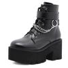 Women Shoes Boots Black Dark Cool Thick Bottom Platform Harajuku Shoes With Metal Chain Gothic Punk Girls Shoes Footwear