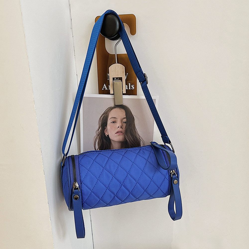 Women Diamond Lattice Cylinder Pillow Bag Crossbody Handbag Shoulder Bag Messenger Satchel