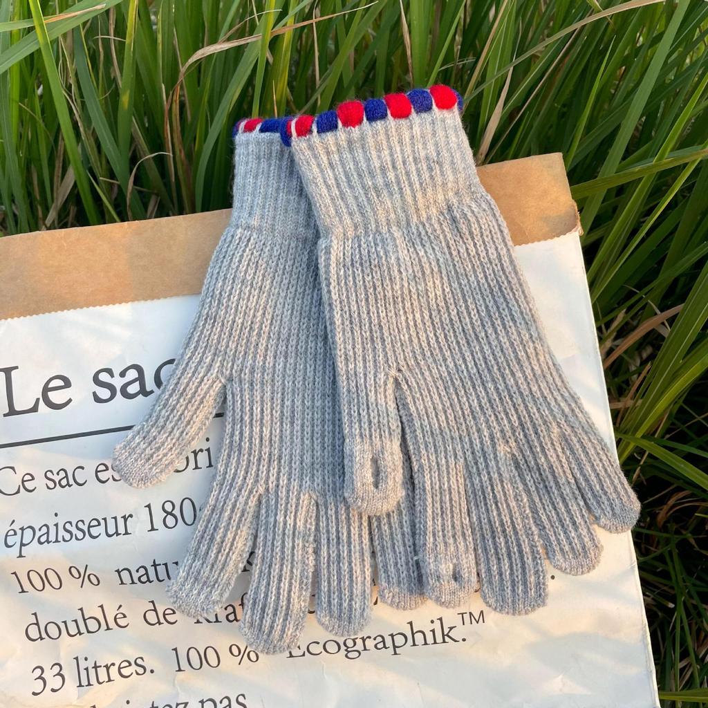 Зимние цветные вязаные перчатки для женщин Перчатки для сенсорных экранов Теплые вязаные перчатки с помпоном для улицы и дома с мягкой эластичной подкладкой для женщин