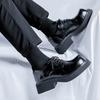 2024 Spring Black Original Black Sole Big Head Leather Shoes Men's Niche Casual British Style Heightened Derby Shoes 3209-R