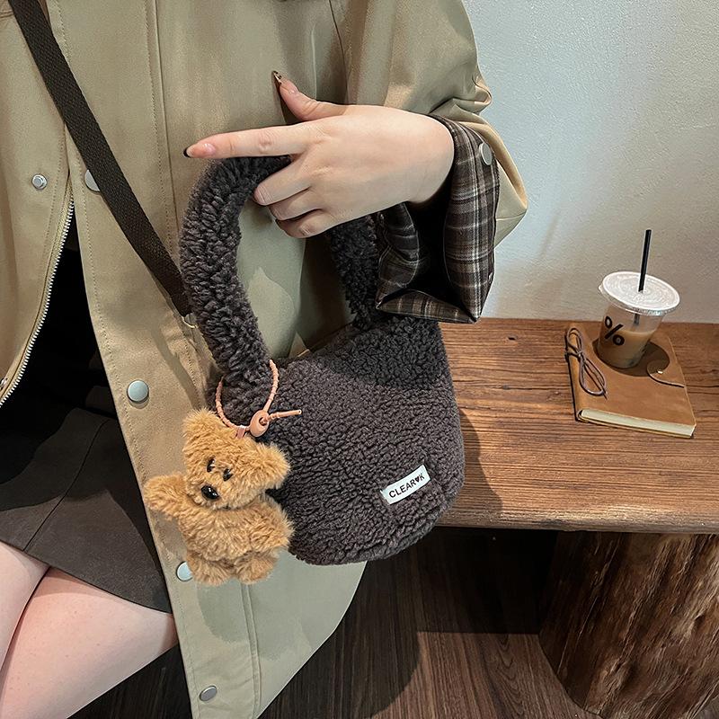 2025 New Autumn and Winter Bags Plush Rounded Corner Bags Niche Design Large-capacity Handbags New Shoulder Bags