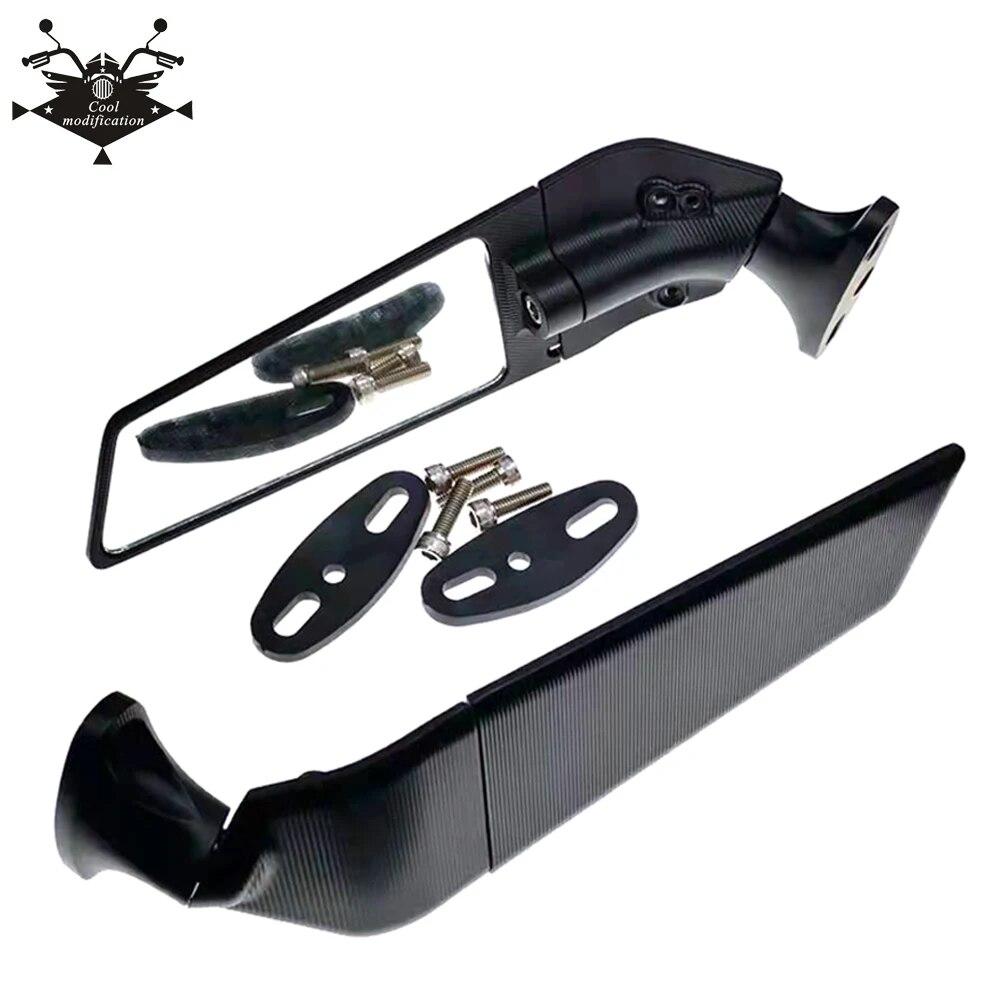 For Kawasaki ZX14R ZX12R ZZR600 ZZR1200 ZZR1400 Motorcycle Wind Wing Sports Car Rotating Large Field of View Rearview Mirror