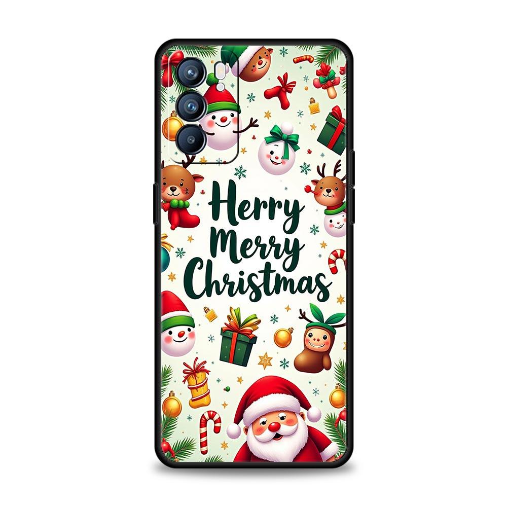 Merry Christmas Phone Case For Oppo A17 A31 A54 A57 A78 A79 A98 Find X5 X6 Reno 6 7 8 10 11 12 13 F Pro 5G Soft TPU Cover Fundas
