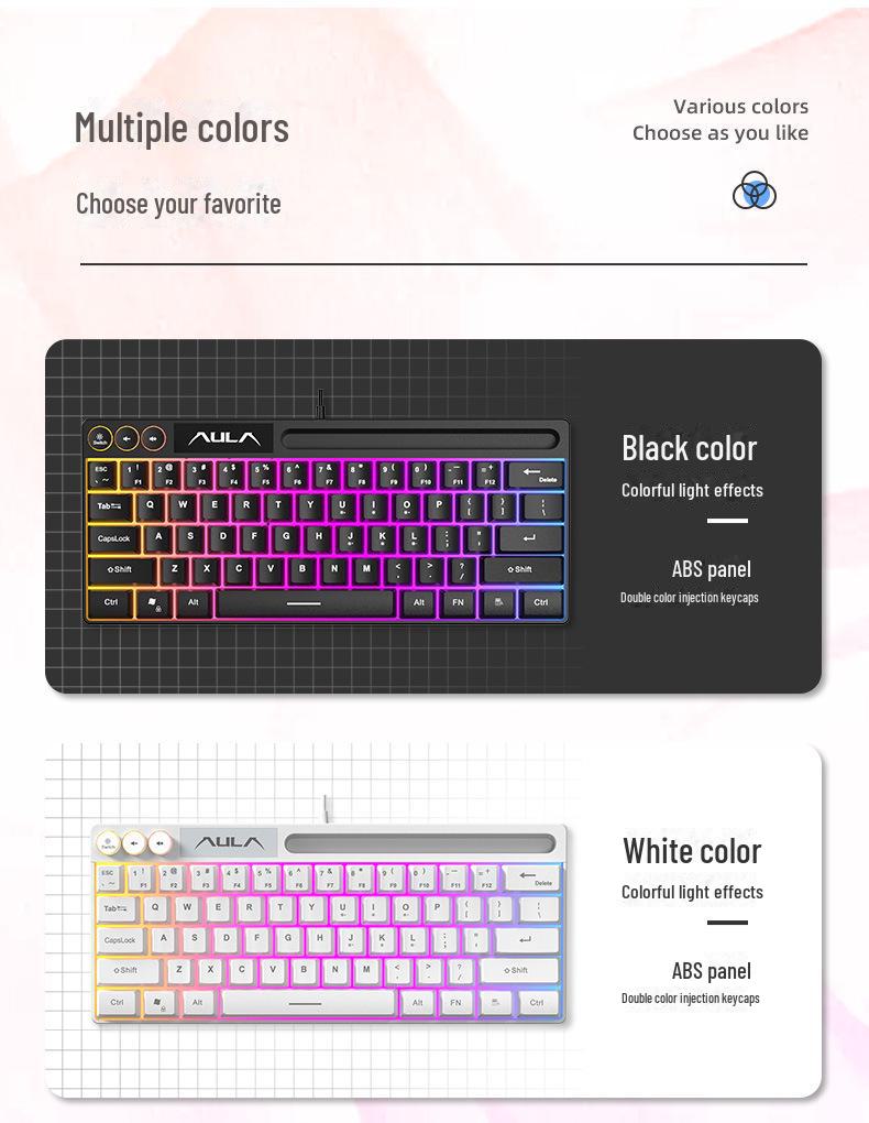 Проводная клавиатура AULA Wolf Spider F3061 Mini с 61 клавишей и RGB-подсветкой