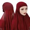 Instant Hijab with Cap Heavy Chiffon Jersey Hijab for Women Veil Muslim Fashion Islam Hijab Cap Scarf for Muslim Women Headscarf