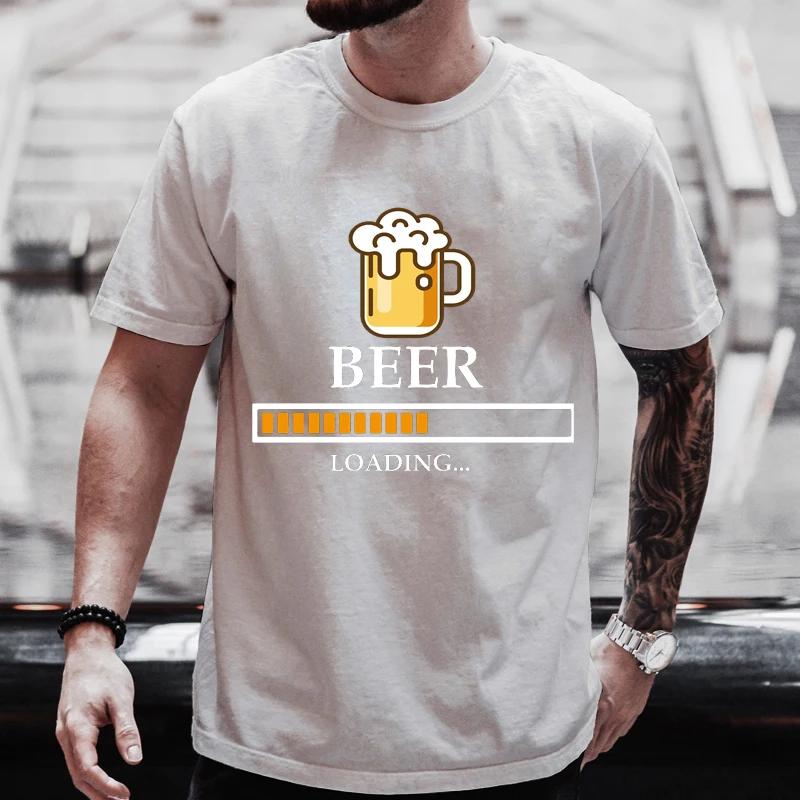 Мужская футболка Beer Loading Classic Tshirts Топы с коротким рукавом Woemn Men Tees Мужская футболка Black Man Футболки для мужчин Футболки Одежда