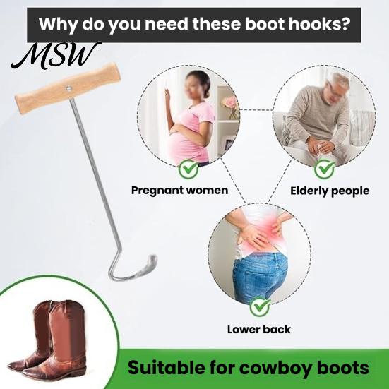 Elderly Mobility Aid Boot Jack with Long Handle, Easy Removal Portable Shoehorn, Non-slip Grip Shoe Helper Sturdy Iron Construction Shoes Tool