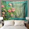 Rose Garden Pattern Oil Painting Style Hanging Cloth Home Wall Decoration Tapestry Bedroom Living Room Tapestry