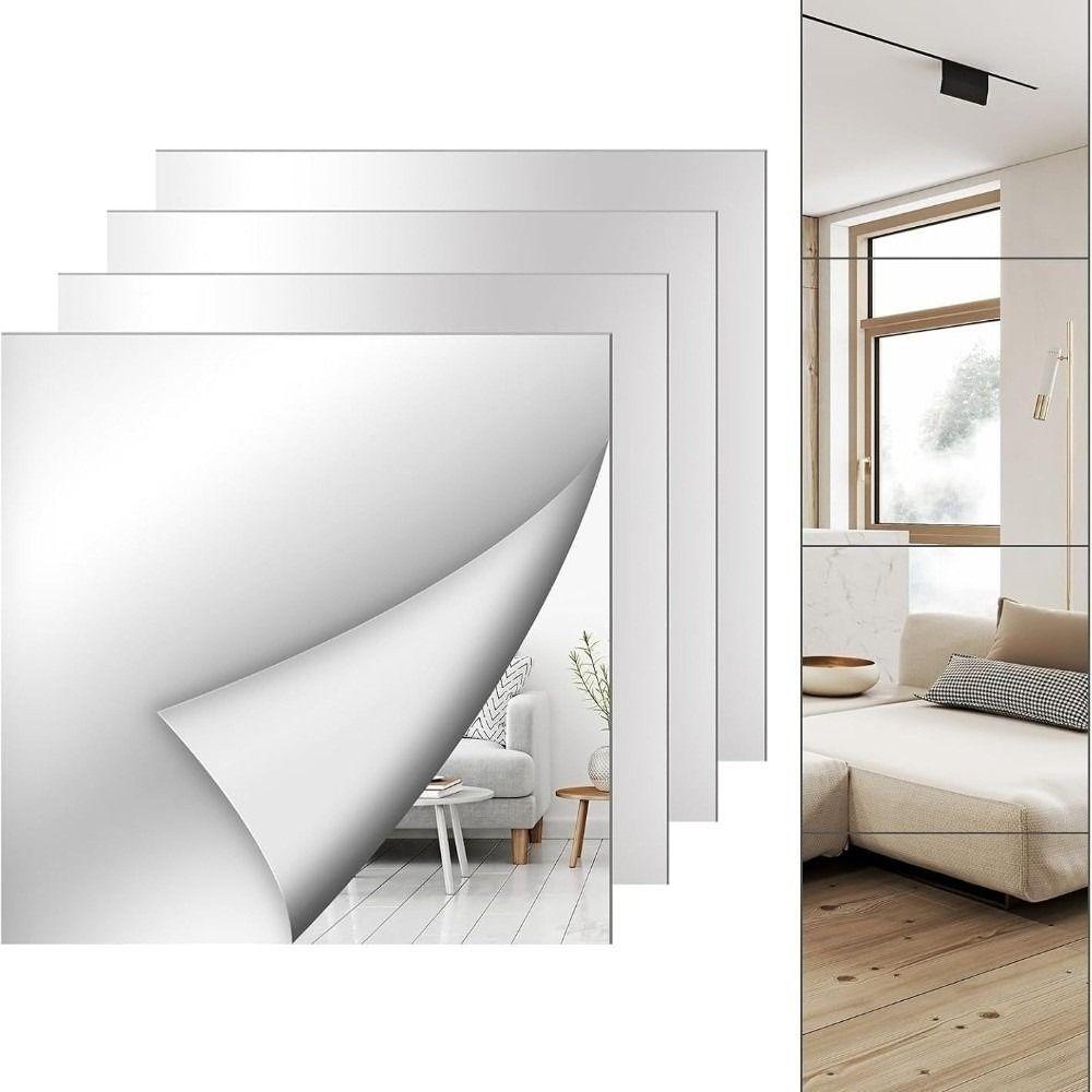 Shatterproof Mirror Sheet Silver Makeup Mirror New Non Glass Mirror Stickers Background Decor