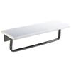 Black/White Marble Bathroom Shelf Wall-mounted Bathroom Storage Rack Aluminum Shower Stand With Rod Bathroom Accessory