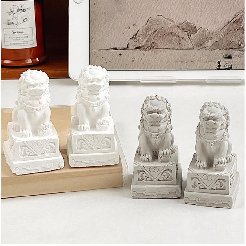 7см Каменный Лев Цемент Настольное Украшение Сторож Маленькое Украшение Льва