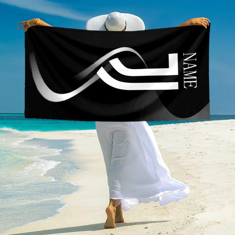 Personalized "Juventus FC Logo Art" Beach Towel Microfiber Beach Towel Thin Absorbent for Beach Swimming Yoga Bath Sports. 0910121