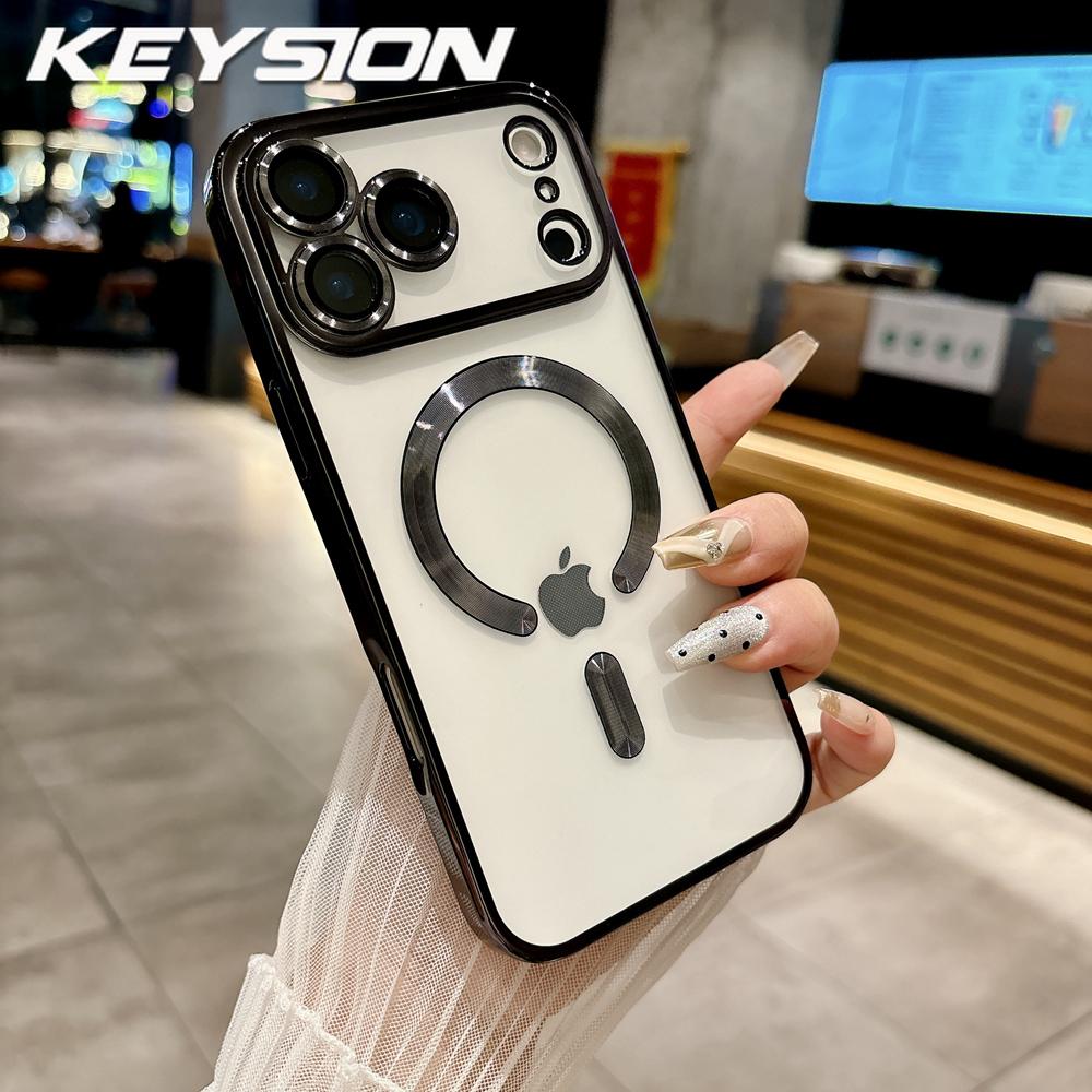 KEYSION Магнитный чехол с покрытием для MagSafe для iPhone 17 Pro Max 17Air Прозрачный ТПУ Противоударный чехол для телефона с защитой объектива