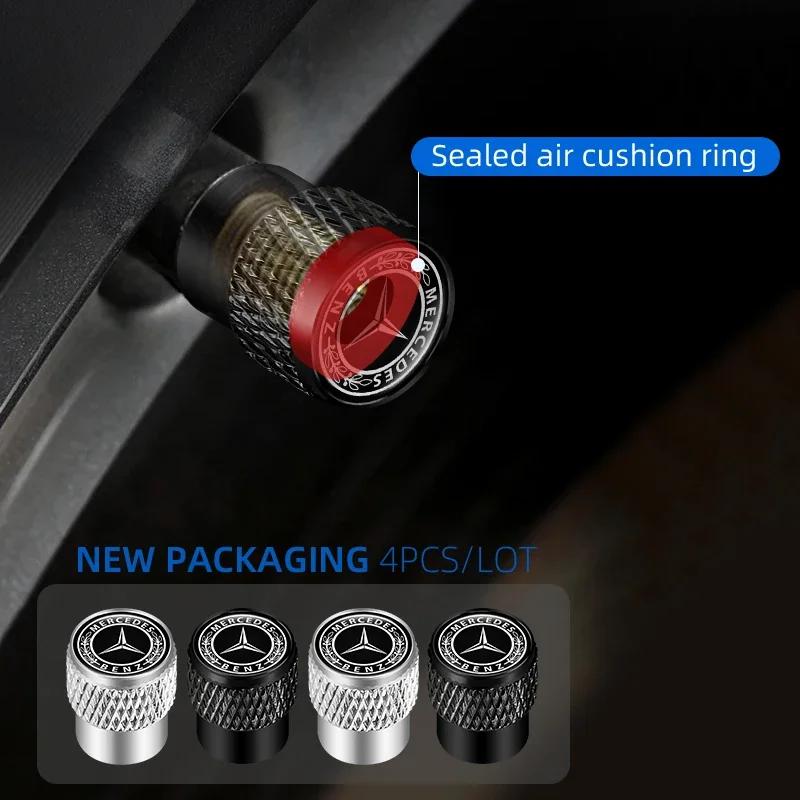 For AMG Benz 4Pcs Car Tire Valve Stems Cap Knurling Style Tire Valve Cap for Mercedes Benz W211 W204 W210 W203 CLA GLA