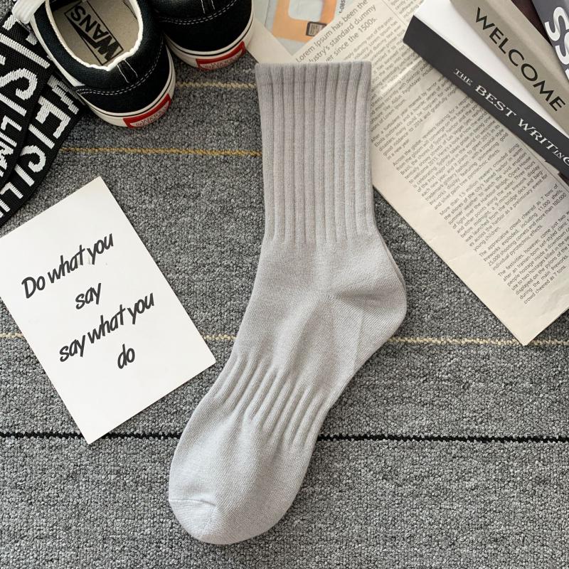 New 5 Pairs Cool Black White Warm Socks Set Autumn Winter Solid Color Sport Short Socks For Men Women