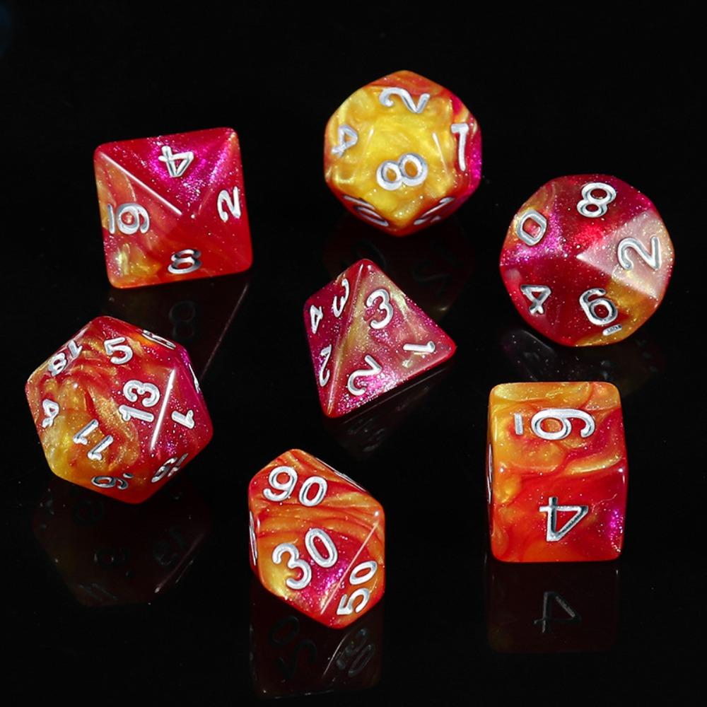 7PCS/Set Polyhedral Acrylic Dice Digital Mixed Color Dice Pearlescent Dice Constellation