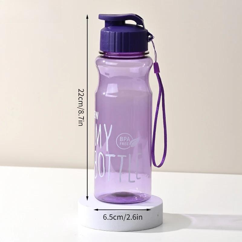 600ML Transparent&Portable Leak-proof Shaker Sports Water Bottle with Lid for School Gym Travel Girl Boy BPA Free