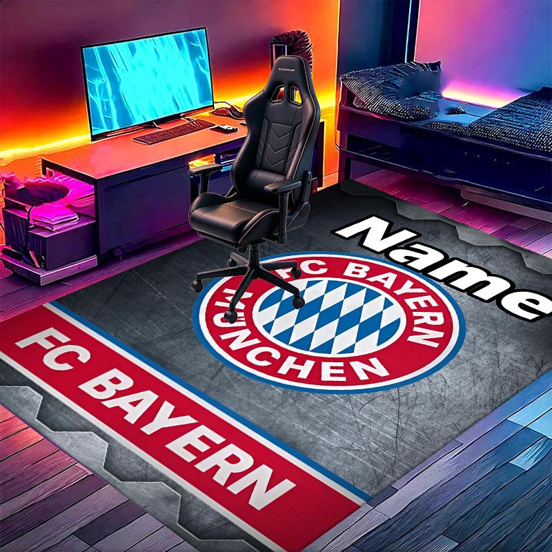 Custom Name Personalized FC Bayern Print Carpet, Versatile Home Decor Rug, for Playroom, Apartment, Balcony, Entryway, Hallway Gift