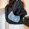 Премиальная сумка женская новая модная джинсовая сумка-багет на цепочке, модная ретро сумка-пельмень на плечо