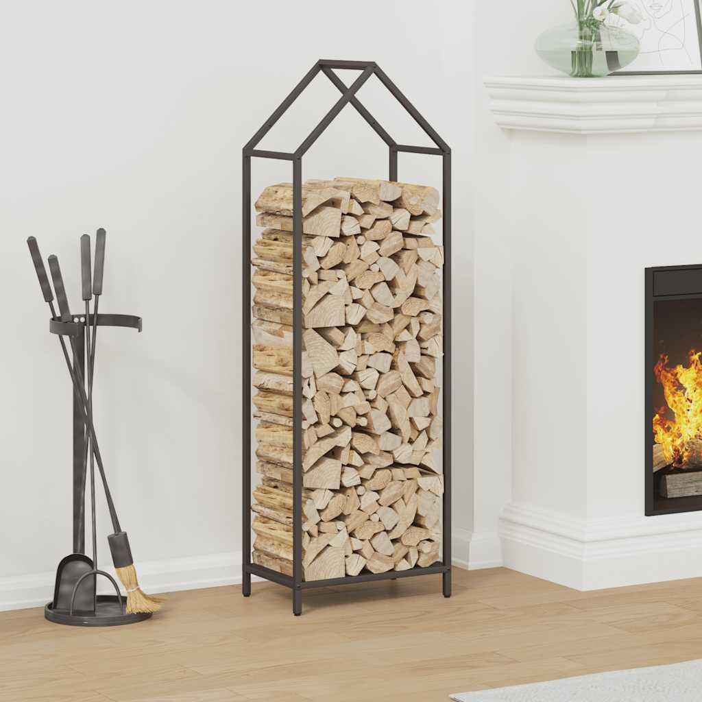 Firewood Rack Black 40 x 25 x 120 cm Cold Rolled Steel