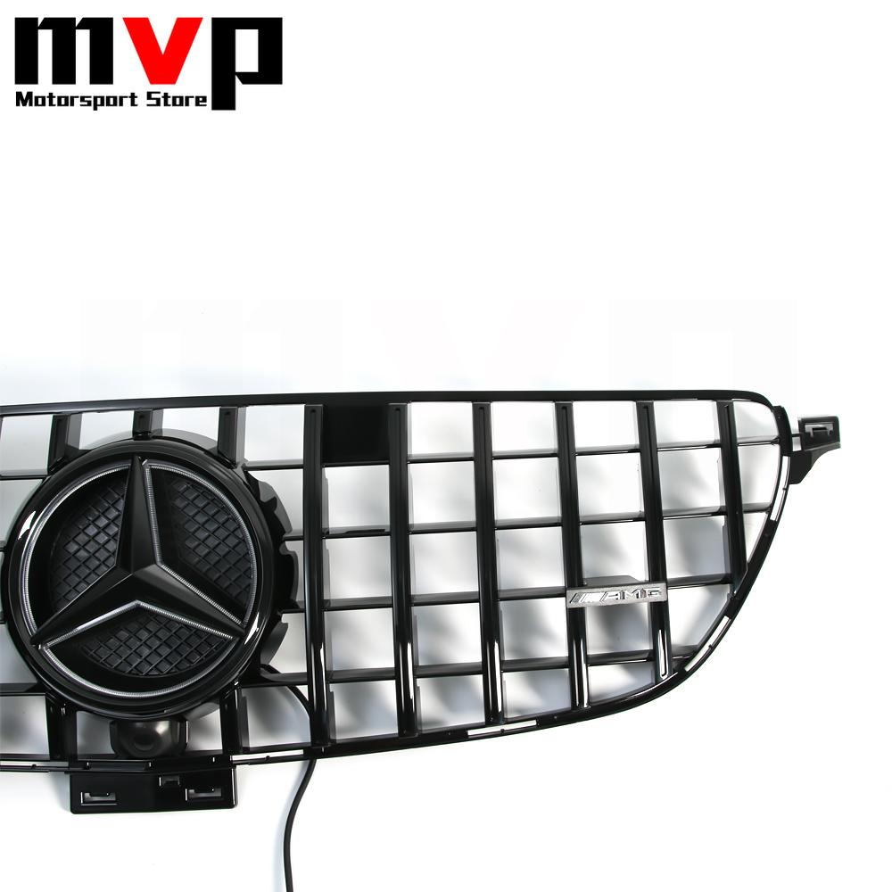 FCM5   GTR Style Racing Grille With Illuminated OE Style LED Emblem Logo Badge For Mercedes Benz GLE-Class C292 2016-2019 GLE450 GLE43