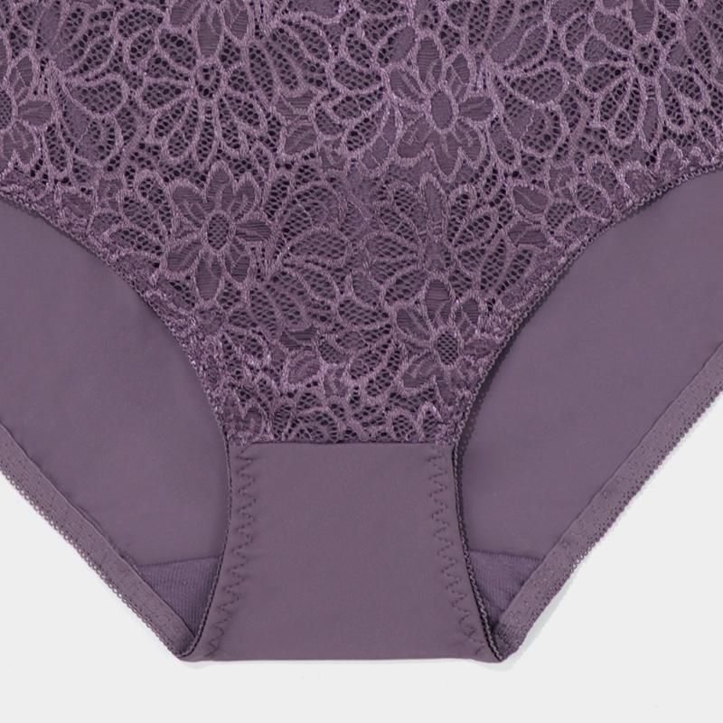 3Pcs Women Plus Size Panties Solid Color Floral Lace Patchwork Briefs 0Xl-5Xl