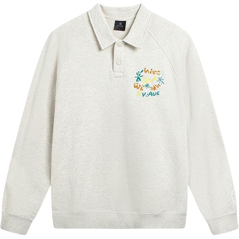 Li Ning Sweatshirts Unisex Gray Lapel Moderate Regular AWDV725-4