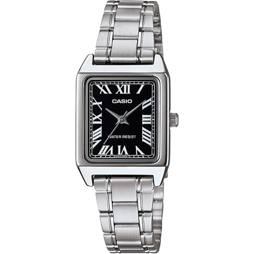 Casio Стандартные Аналоговые Женские Наручные Часы LTP-V007D-1B Черный Серебристый Металлический Ремешок Импортная Модель